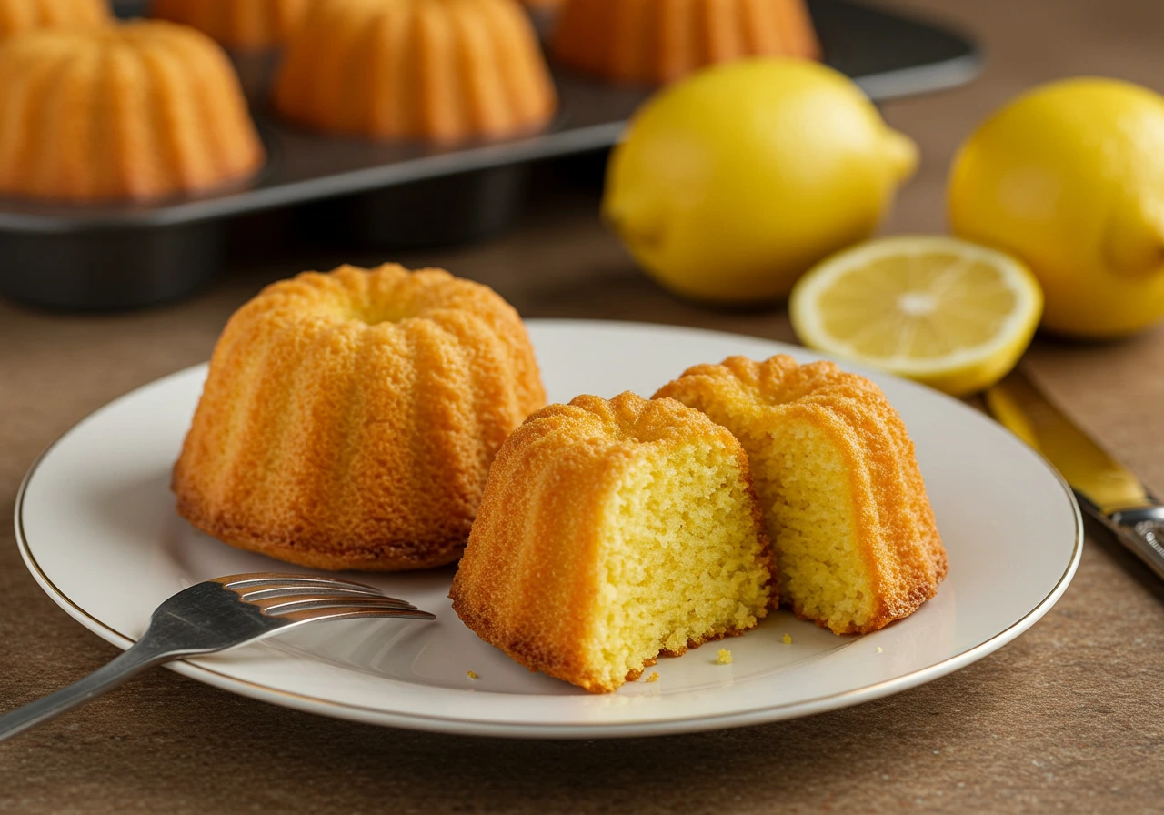 Homemade lemon cakes with a tangy glaze, a classic dessert for any gathering.